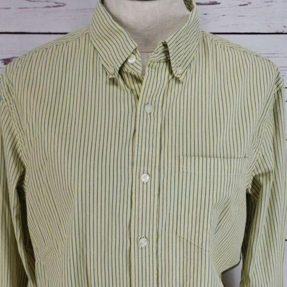 American Eagle Athletic Yellow Blue Striped Button Down Long Sleeve Shirt Size M - Picture 8 of 8